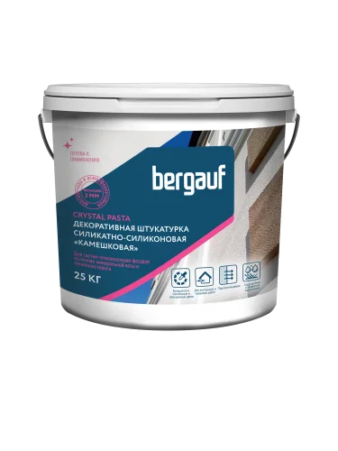 Штукатурка готовая силикатно-силиконовая Crystal Pasta камешковая 2мм 25кг 91361 Bergauf