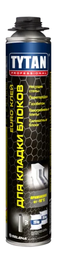 Пено-клей д кладки блоков EURO GUN Professional 870мл 59956 10575 17408 17392 (Tytan)  12 (-20)
