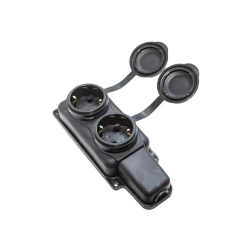 Колодка удлинителя 2-м 16А IP44 с заземл. каучук РП 16-232 черный EV0200-00071 (SVET)  1