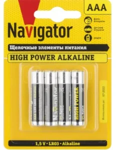 Элемент питания алкалиновый AAА (блистер 4 шт) NBT-NE-LR03-BP4 Navigator