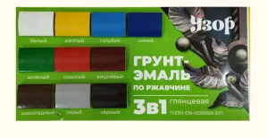 Грунт-эмаль 3 в 1 по ржавчине Узор Серая(глянц) фас 1,8кг