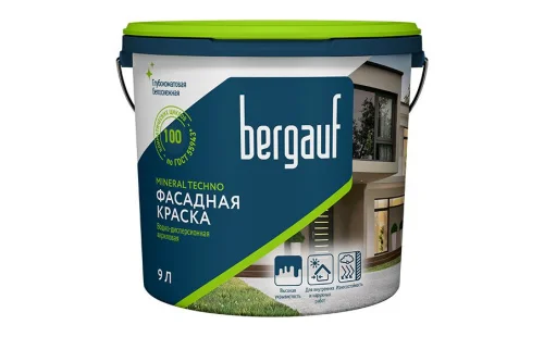 Краска акриловая фасадная Mineral Techno всесезонная 9л База С 63419 (Bergauf)  44