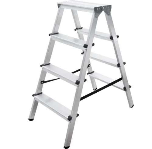 Стремянка 4 ступени алюминиевая двухсторонняя Новая Высота NV 1120 ступень 80мм 1120204  1