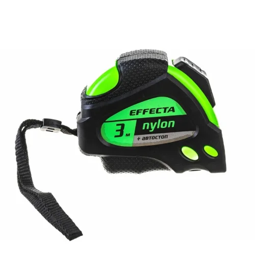 Рулетка 3м 16мм обрезиненный корпус фиксатор Effecta Nylon автостоп магнит 580316  1 12