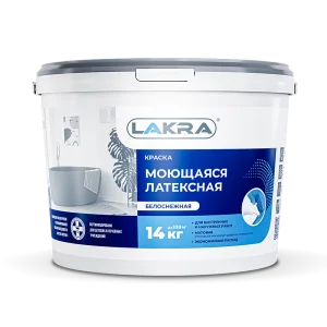 Краска моющаяся латексная Лакра белоснежная 14кг Краска моющаяся латексная Лакра белоснежная 14кг