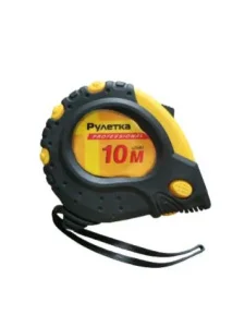 Рулетка 10м 25мм обрезиненный корпус, фиксатор, автостоп Китай