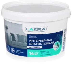 Краска ВД инт.влагостойкая повышенной белизны Лакра 14 кг 1п=44шт Краска ВД инт.влагостойкая повышенной белизны Лакра 14 кг 1п=44шт