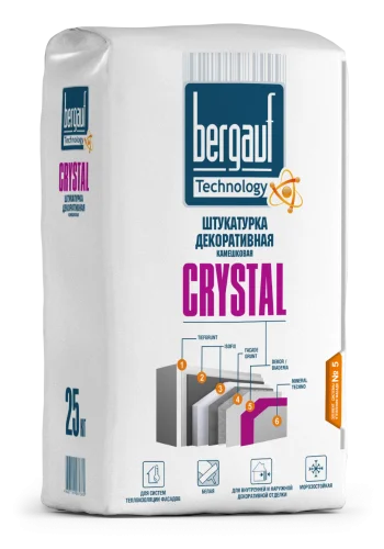 Штукатурка CRYSTAL декоративная камешковая зерно 2 мм 25 кг  1 56  Bergauf