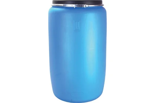 Бочка пласт 227л с крышкой на обруче синяя 1