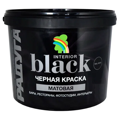 Краска ВД-АК 18   ВД-АК 26 Радуга Black черная матовая RAL 9005 9 л  1 44