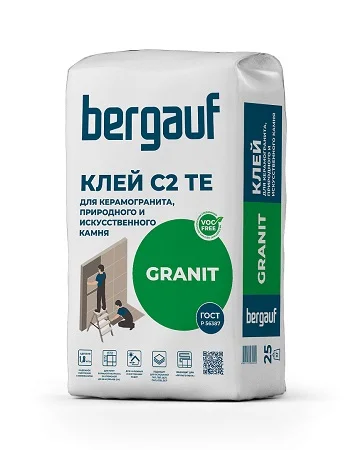 Клей серый для крупноформатных и тяжелых плит Granit 25кг Bergauf 1уп.=56шт. Клей серый для крупноформатных и тяжелых плит Granit 25кг Bergauf 1уп.=56шт.