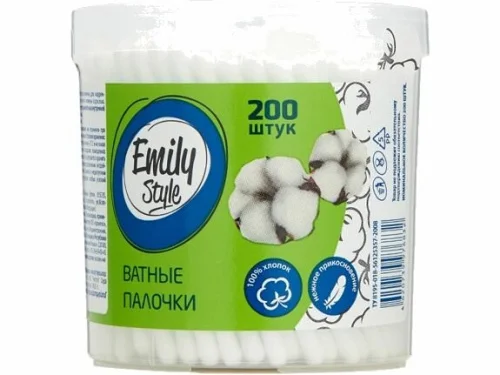 Палочки ватные Emily Style банка 200шт ARVI000079  1 24
