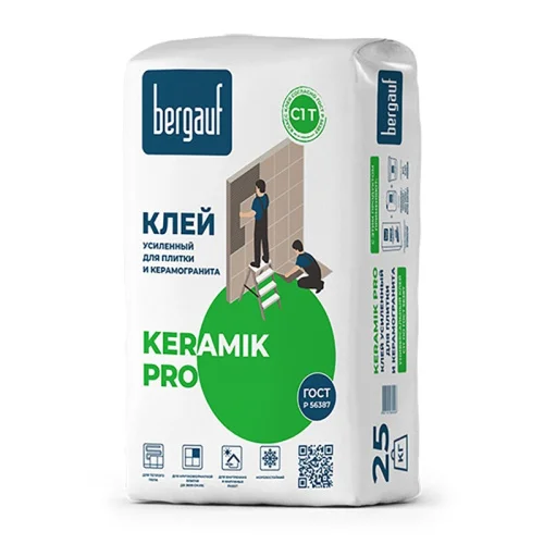 Клей усиленный 25 кг для керамической плитки Keramik Pro С1 Т Bergauf  1 56 (65369)