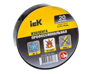 Изолента ПВХ 19мм х 20м черная UIZ-20-10-K02 IEK Изолента ПВХ 19мм х 20м черная UIZ-20-10-K02 IEK