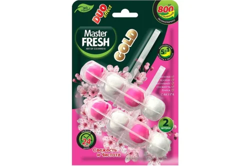 Блок подвесной для унитаза Master FRESH GOLD DUO EFFECT 5в1 Сакура 2шт ARVI000257  1 24