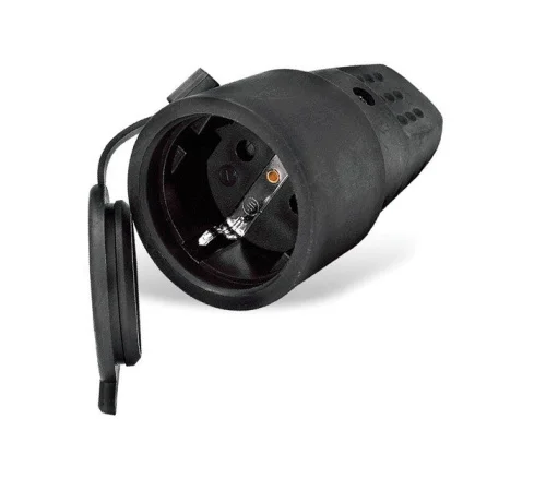 Розетка штепсельная с заземлением каучук 16А 250В IP44 (еврослот)  (UNIVersal)  25 200