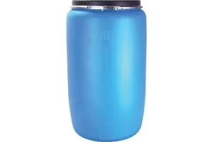 Бочка пласт 227л с крышкой на обруче синяя*1