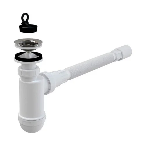 Сифон бутылочный 1 1 4 х40 с гофрой AG2105123710 (Аналог A41+A710) (AlcaPlast)  1