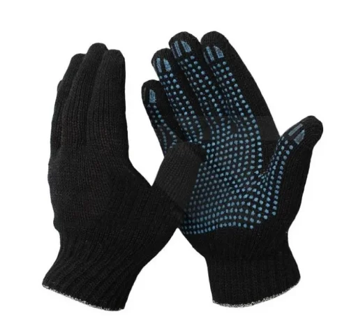 Перчатки рабочие двойные ПВХ точки черные класс 10 50гр  5 100 ОПТ