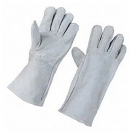 Краги спилковые пятипалые без подклада серые  12 120