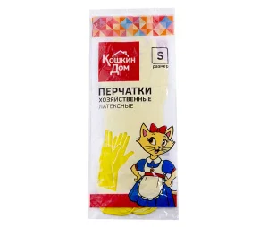 Перчатки резиновые S желтые Кошкин Дом (30-05-001) *1/24
