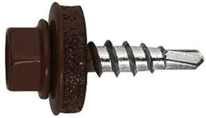 Саморез кровельный 5,5х19 сверло, RAL 8017, темно-коричневый 100 шт