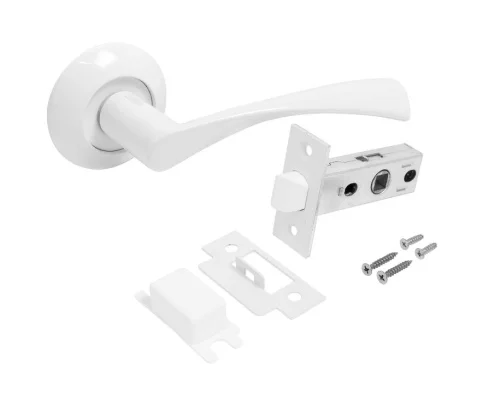 Комплект ручка+защелка АЛЛЮР АРТ  ОСКАР  W+L45-8 W (13110 S45) матовый белый  20