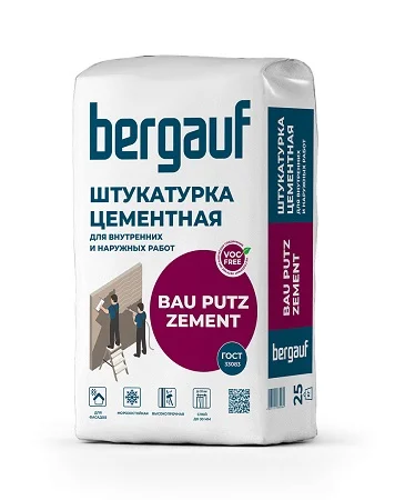 Штукатурка цементная фасадная Bau Putz Zement 25кг Bergauf  1 56