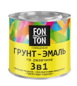 Грунт-эмаль 3 в 1 по ржавчине белая глянцевая 5,0кг Фонтон