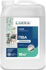 Клей ПВА универсальный Строитель (канистра) ЛАКРА 10 кг 1п=60шт
