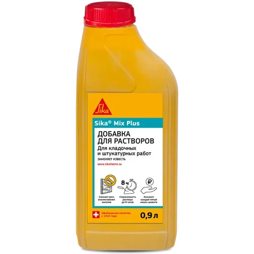 Добавка для строительных растворов пластификатор Sika Mix Plus 0,9л  1 20