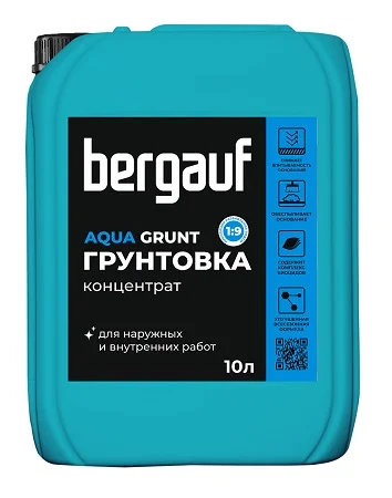 Грунтовка концентрат 1 9 AQUA GRUNT д наружных и внутренних работ 10л 50313  1 54
