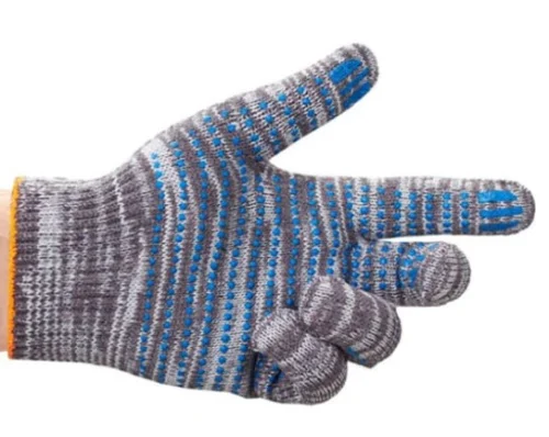 Перчатки х б 5 нитей 10 класс ПВХ точка, графит белые черные, 45гр, ЛАЙТ, р-р М  10 100 ОПТ