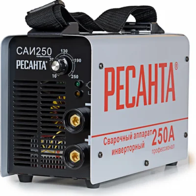 Сварочный инвертор Ресанта САИ-250 140-260В, 10-250А, ПВ 250А 70%, 1,6-6мм, 5.2кг, 7.7кВт  1