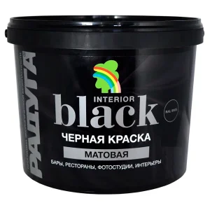 Краска ВД-АК 18   ВД-АК 26 Радуга Black черная матовая RAL 9005 9 л  1 44