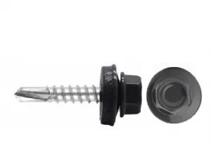 Саморез кровельный 4,8х35 сверло, RAL 7024, серый 100шт