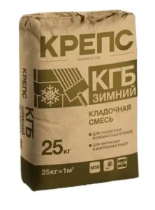 Смесь кладочная для блоков из ячеистого бетона Крепс КГБ Зимний 25кг Смесь кладочная для блоков из ячеистого бетона Крепс КГБ Зимний 25кг