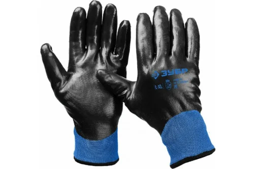 Перчатки утепленные  акриловые нейлон с нитриловым обливом размер L-XL двухслойные Зубр Арктика Проф