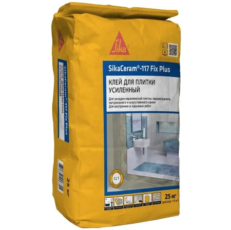 Клей усиленный 25 кг  для керамической плитки и керамогранита SikaCeram-117 Fix Plus  1 48  (С1T)