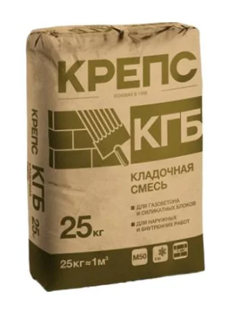 Кладочная смесь для блоков из ячеистого бетона КРЕПС КГБ для газобетона 25кг  1 56