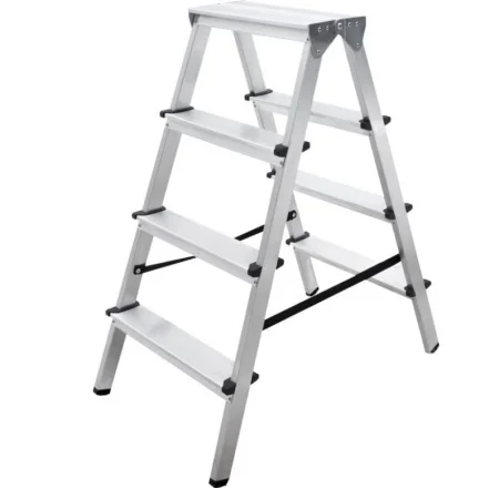 Стремянка 4 ступени алюминиевая двухсторонняя Новая Высота NV 1120 ступень 80мм 1120204  1