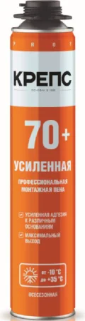 Пена монтажная профессиональная КРЕПС Усиленная 70+ всесезонная (упак 830мл)  1 12