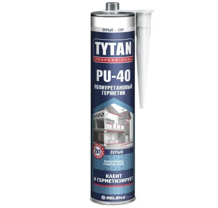 Герметик полиуретановый PU 40 Professional серый RAL 7045 310мл 35742 (Tytan)  12