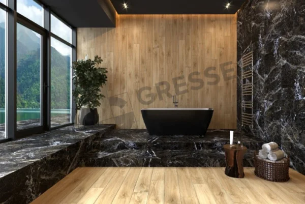 Керамогранит Gresse Simbel Carbon GRS05-03 600х1200х10мм 1уп=2,16м2 (3шт) черно-белый мрамор