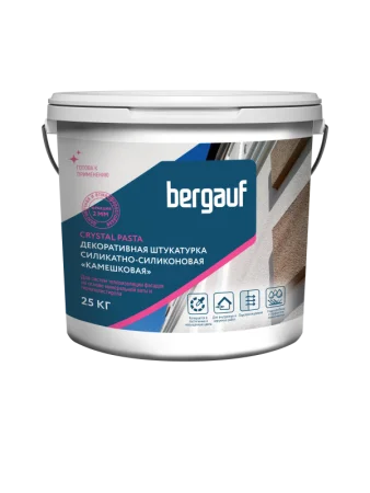 Штукатурка готовая силикатно-силиконовая Crystal Pasta камешковая 2мм 25кг 91361 Bergauf