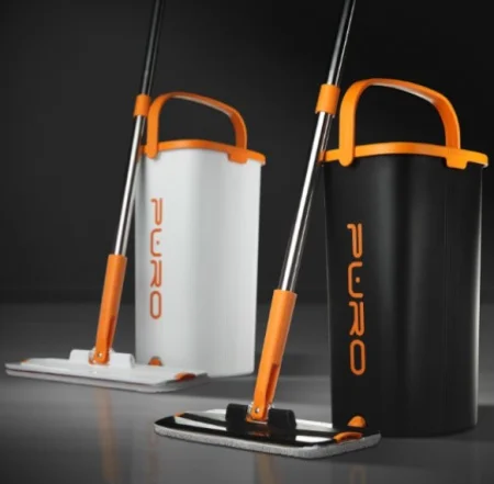 Набор для уборки Puro Flat 9л. (ведро с отжимом + швабра + 3 насадки) белый VE51002  1