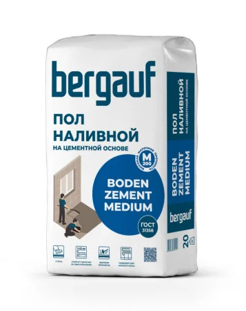 Пол наливной Bergauf Boden Zement Medium 3-60мм 20кг Пол наливной Bergauf Boden Zement Medium 3-60мм 20кг