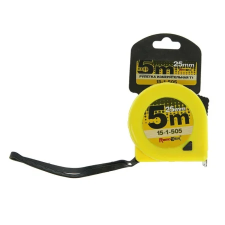 Рулетка 5м 25мм пластиковый корпус, фиксатор, автостоп РемоКолор Т1 15-1-505 Рулетка 5м 25мм пластиковый корпус, фиксатор, автостоп РемоКолор Т1 15-1-505