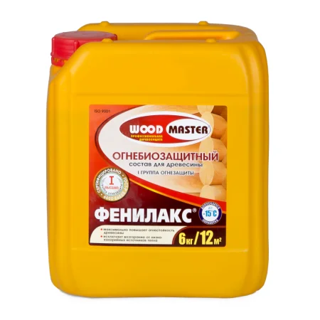 Огнебиозащитный состав WOODMASTER Фенилакс 6 кг, I группа, до -15°С  1 60