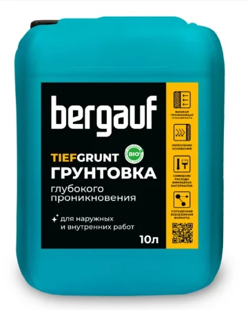 Грунтовка Tiefgrunt глубокого проникновения всесезонная 10 л Bergauf 24514  1 60 54